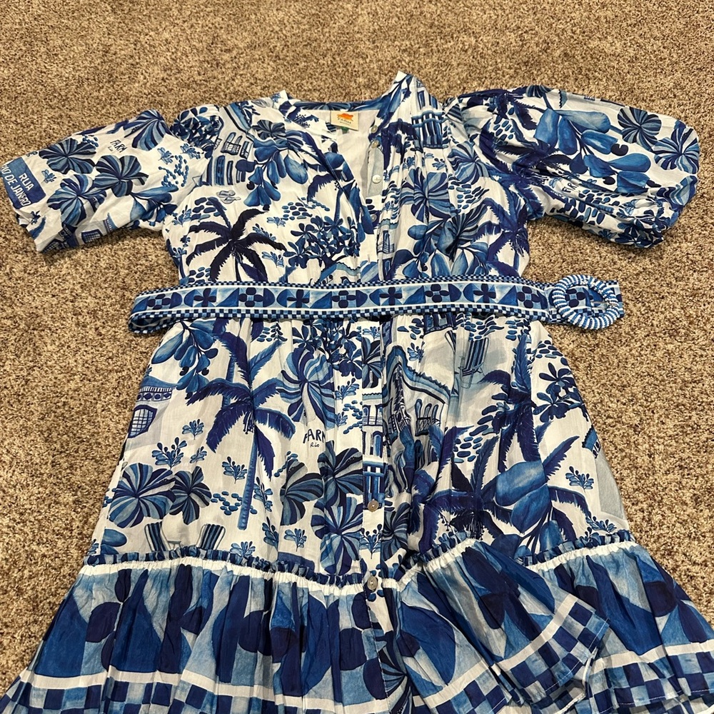 Blue and white knee length farm Rio dress extra large only wore three times